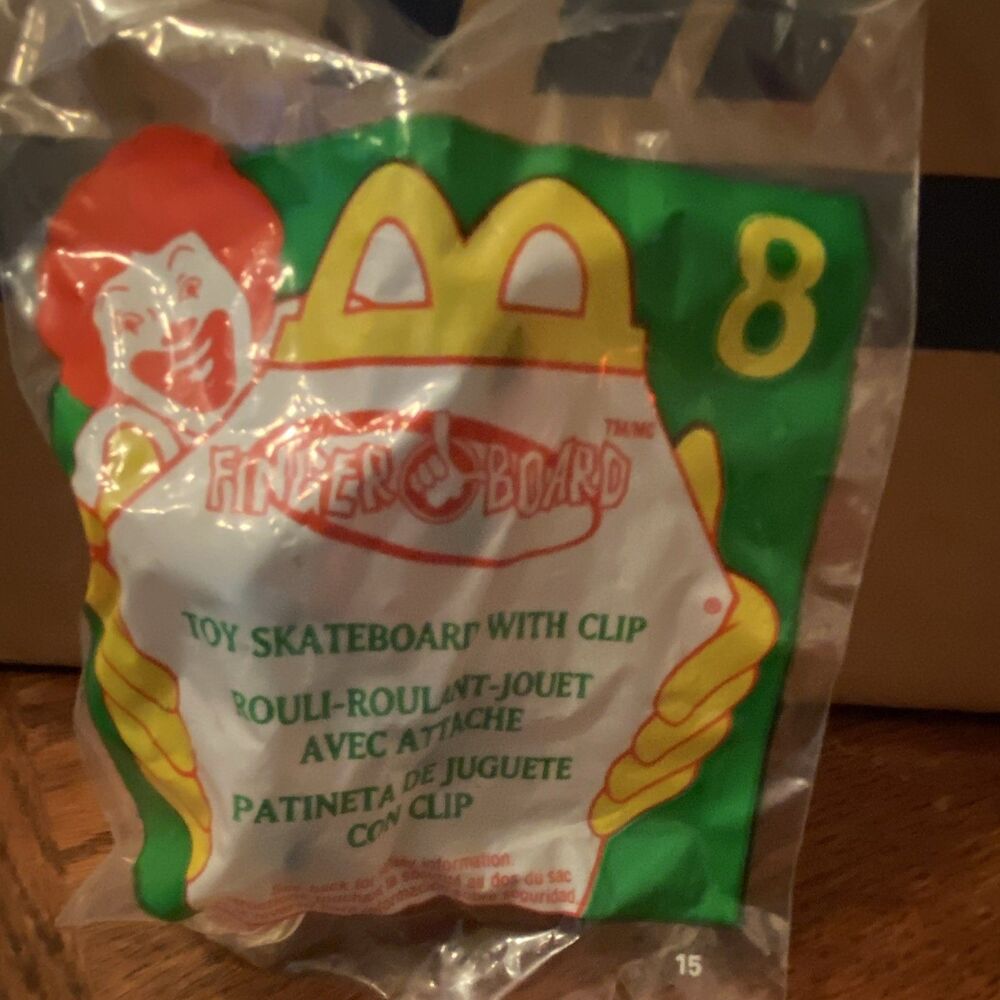 McDonald's Fingerboard #8 Toy Skateboard w/ Blue Clip (2000) Vintage